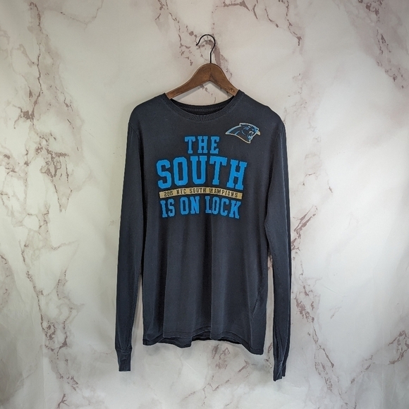 Carolina Panthers T Shirt Mens Medium NFL NFC South On Lock Champions 2015 Nike - Picture 1 of 11